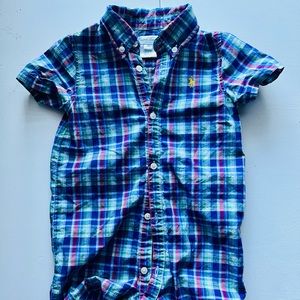 Ralph Lauren Blue tartan plaid button down onesie romper